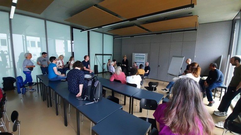 Photo of a group discussion.